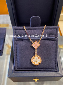 Louis Vuitton LV różowe złoto dwutorowa powłoka podwójny naszyjnik kwiatowy-3582  