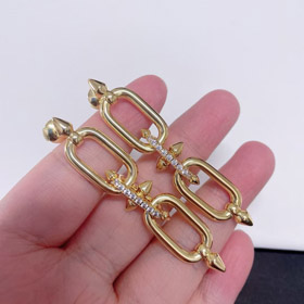 Tiffany diament podwójny pierścień łańcuch kolczyki-4018  