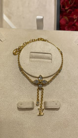 Louis Vuitton LV pełny diament kwiatowy mały łańcuch klatka złota bransoletka-3729  