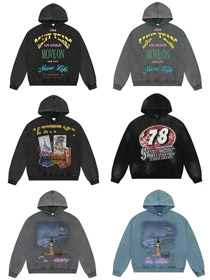 SAINT Mxxxxxx Druk ciężka bluza z kapturem-4431  