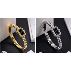 Chanel kwadratowe kobiety zegarek z stylowym łańcucha-link tkany pas-5113  