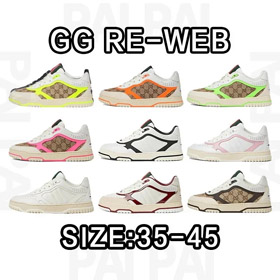 GUCCI Re-Web Płótno Wytłoczone Ziarno Tekstura Niskie Top Sneakers-5136  