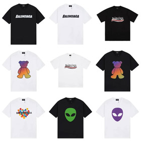 Balenciaga nowa dwuwarstwowa tkanina nadrukowana koszulka z krótkim rękawem-5177  