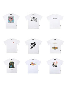 Palm Angels załoga szyi bawełna koszulka z krótkim rękawem z drzewem palmowym print-5180  