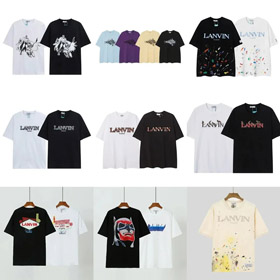 Galeria Dept x Lanvin haftowany i nadrukowany farba splatter T-shirt z krótkim rękawem-5182  