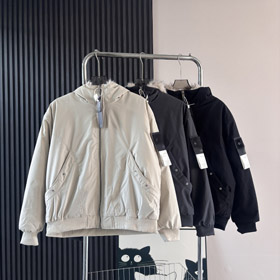 Kamień Island ciepły kapuchowany bomber kurtka z kołnierzem futra-5188  