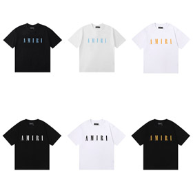 AMIRI slim-fit krótki rękaw ciężki czysta bawełna koszulka-5224  