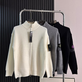 Stone Island luźno dopasowany dzianinowy sweter z zamknięciem zamkiem-5233  