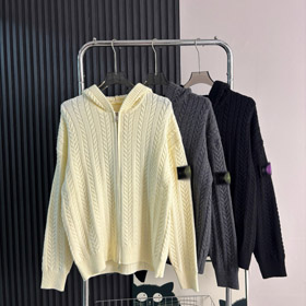 Stone Island zip-up z kapturem dzianinowy sweter-5242  