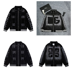Balenciaga Givenchy aksamitowy haftowany strass mężczyzn casual luźny baseball kurtka-5328  