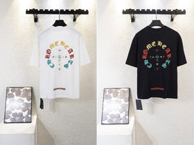 Chrome Hearts CH nowy kolorowy Sanskryt list haftowany koszulka z krótkim rękawem-5418  