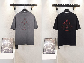 Chrome Hearts CH nowa umyta tkanina haftowana koszulka z krótkim rękawem-5421  