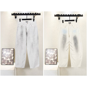 Nowy styl vintage Balenciaga krawat-barwnik szerokonogowe dżinsowe spodnie casual-5433  