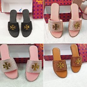 Tory Burch płaskie sandały z strass ozdoby-5647  