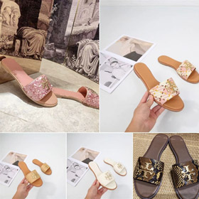 Tory Burch nowe metalowe płaskie sandały-5668  