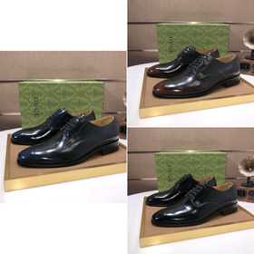 Gucci formalne biznesowe skórzane buty z koronką-5743  