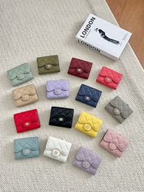 Chanel trzy-fold kompaktowy pokryty posiadacz kart-5796  