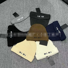 Miu Miu list-haftowany ogrzewający usz czapka z dzianiny-5845  