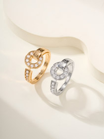 Bulgari Pave Diamond Letter Ring-0066