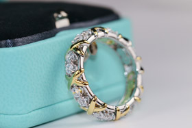 Tiffany full row diamond cross X ring-0157