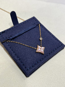 Louis Vuitton LV Pink Mother-of-Pearl Floral Diamond Rose Gold Necklace -0209