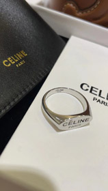 Celine black letter print silver ring-0220
