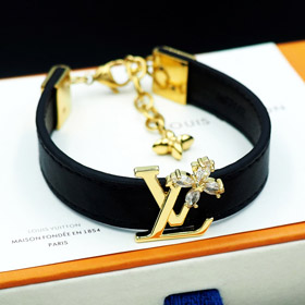 Louis Vuitton LV leather letter diamond metal chain bracelet-0293