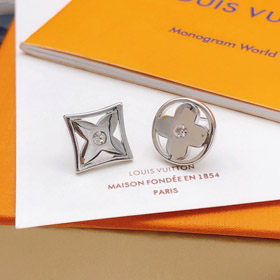 Louis Vuitton LV silver round polished earrings-3777