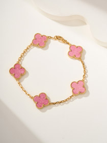 Van Cleef & Arpels Rose Quartz Flower Bracelet-0404