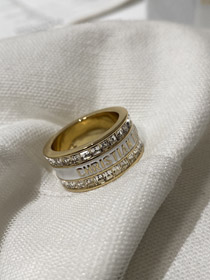 Dior double row diamond enamel letter ring-3852
